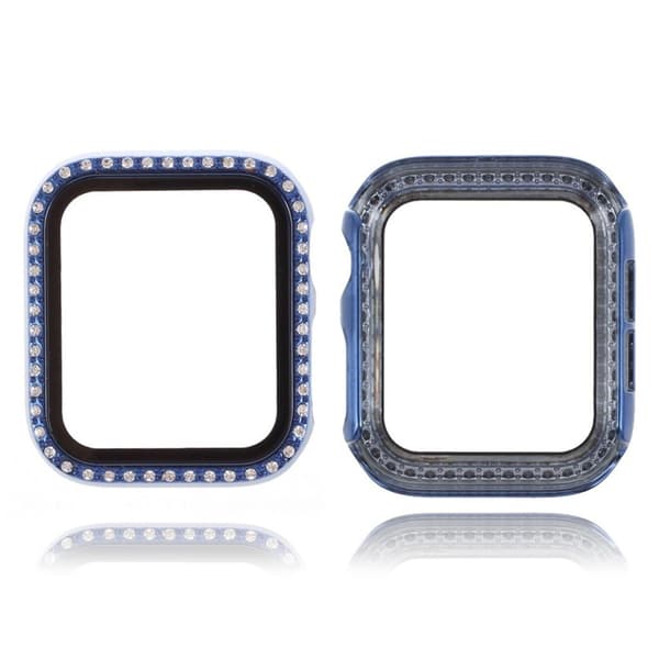 Apple Watch Series 3/2/1 38mm rhinestone décor frame with tempered glass - Blue Blå