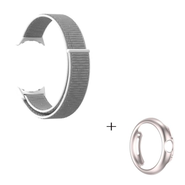 Google Pixel Watch nylon watch strap with starlight cover - Grey Silvergrå