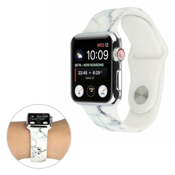 Apple Watch Series 6 / 5 44mm kuvioitu silikoninen kellonauha - Valkoinen White