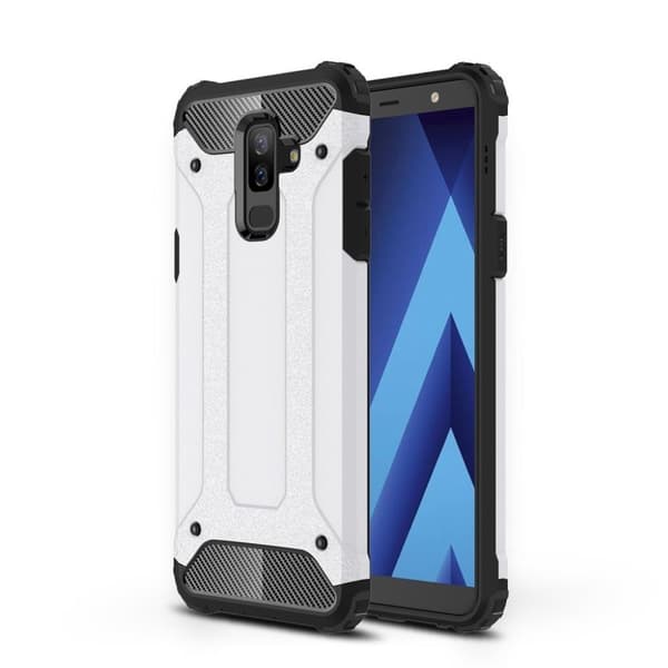 Samsung Galaxy A6 Plus beskyttelses deksel i hybrid materiale - hvit White