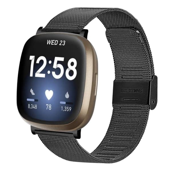 Fitbit Sense / Versa 3 milanolaisen kellon hihna - Musta Black
