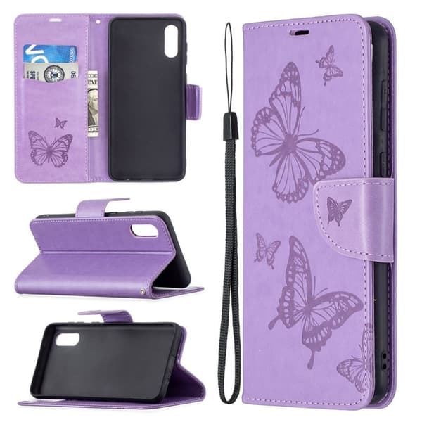 Butterfly Samsung Galaxy M02 / A02 Flippetui - Lilla Purple