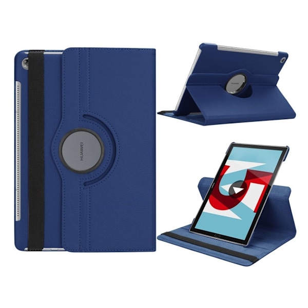 Huawei MediaPad M5 10/M5 10 (Pro) skyddshölje PU läder skyddande stående läge litchi textur - Mörkblå Blå