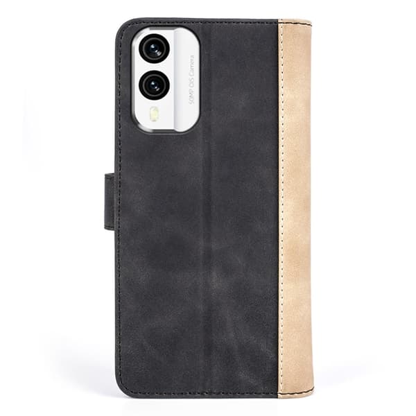 To-farvet Nokia X30 læderetui - Sort Black
