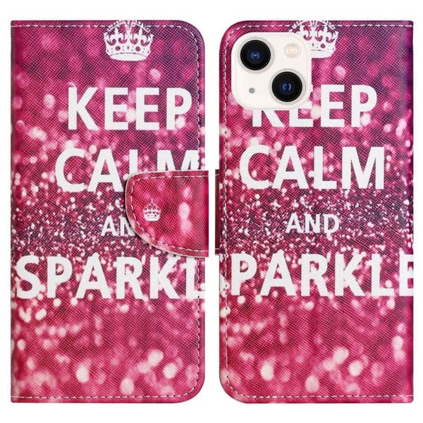 Wonderland iPhone 14 Plus flip etui - Bevar Roen Og Glitr Red
