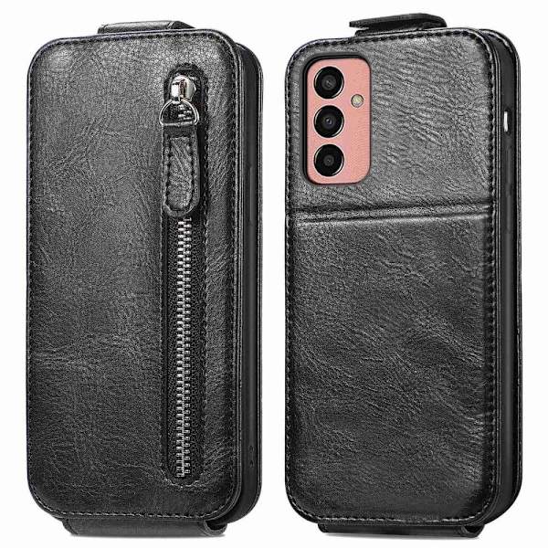 Vertical Flip Phone Suojakotelo With Zipper For Samsung Galaxy M13 4G - Musta Black