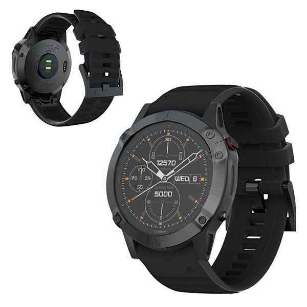 Garmin Fenix 6X Pro / 6X silicone watch band - Black Svart