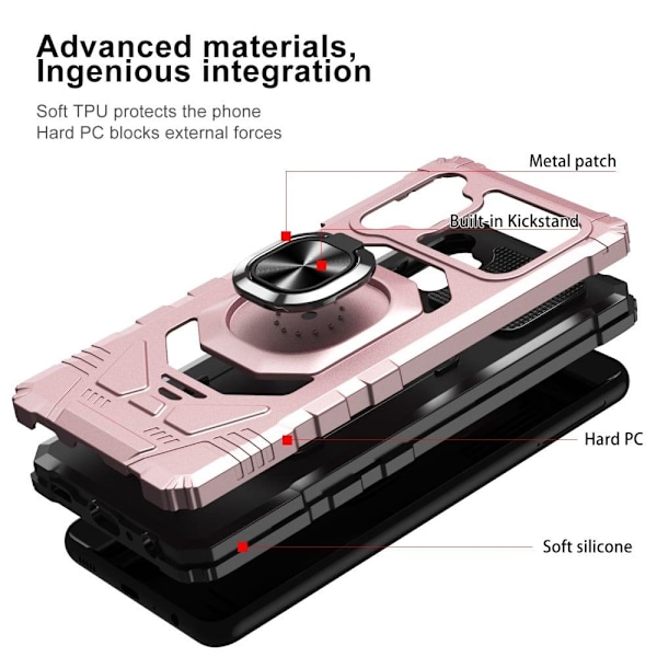 Slitstarkt hårdplastskal med mjuk insida och kickstand för Samsung Galaxy M32 5G / A32 5G - Roséguld Rosa