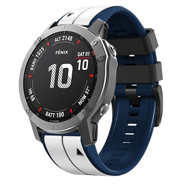 26 mm dobbeltfarvet silikoneurrem til Garmin-ur - Hvid / Mørkeblå White