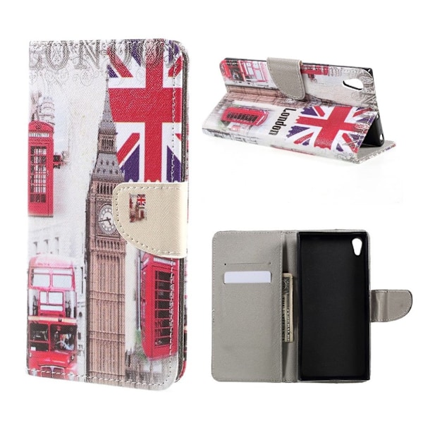 Sony Xperia XA1 Ultra Læder etui med magnetisk lås - London elemneter Multicolor