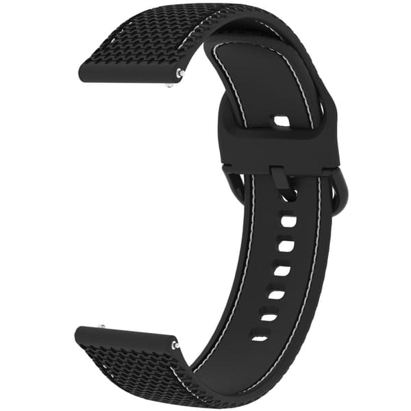 Samsung Galaxy Watch3 45mm / Garmin Forerunner 265 / Venu 3 Stitching Line Silicone Watch Band 22mm Wrist Strap - Sort + Sort Black