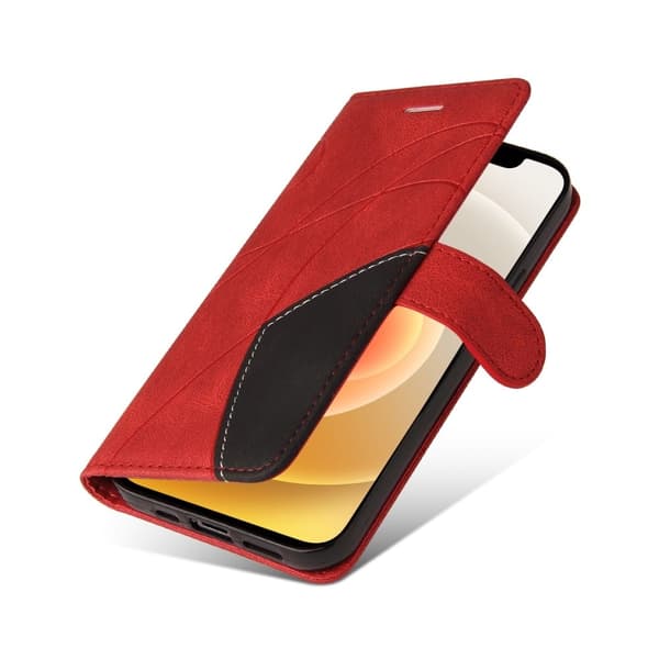 Teksturert læretui med stropp for iPhone 13 Mini - Rød Red