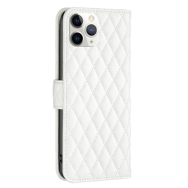 Rombemønster, matt flip-deksel for iPhone 11 Pro Max - Hvit White