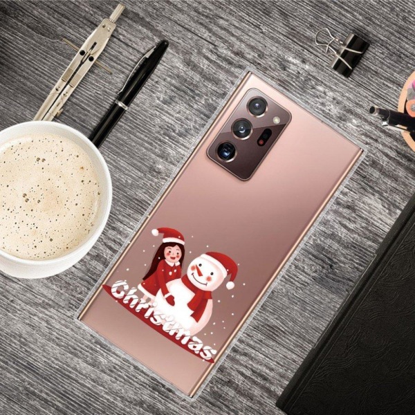 Christmas Samsung Galaxy Note 20 Ultra case - Girl and Snowman Red