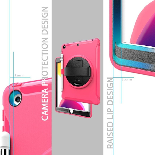 iPad 10.2 (2019) 360 svängbart hållbart fodral - Ros Rosa