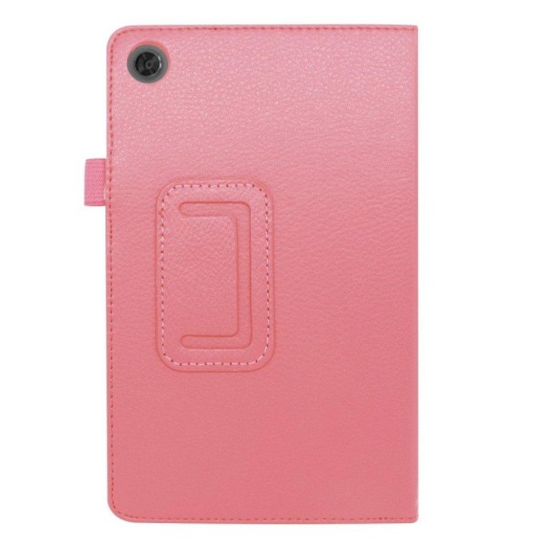 Lenovo Tab M8 Litchi Læder Flip Etui - Lyserød Pink