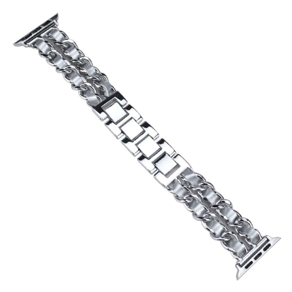 Apple Watch Series 5 44mm weave pattern watch band - Silver / Si Silver grey