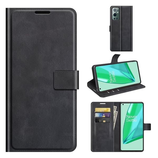 Wallet-style Lær Etui til OnePlus 9 Pro - Svart Black