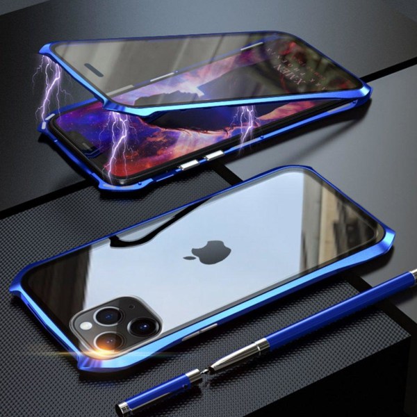 Luphie Bat iPhone 11 Pro Max Alu-Bumper + Glass - Blue Blå