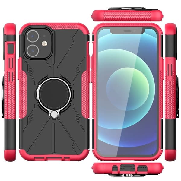 Kickstand cover med magnetisk plade til iPhone 12 Mini - Rose Pink
