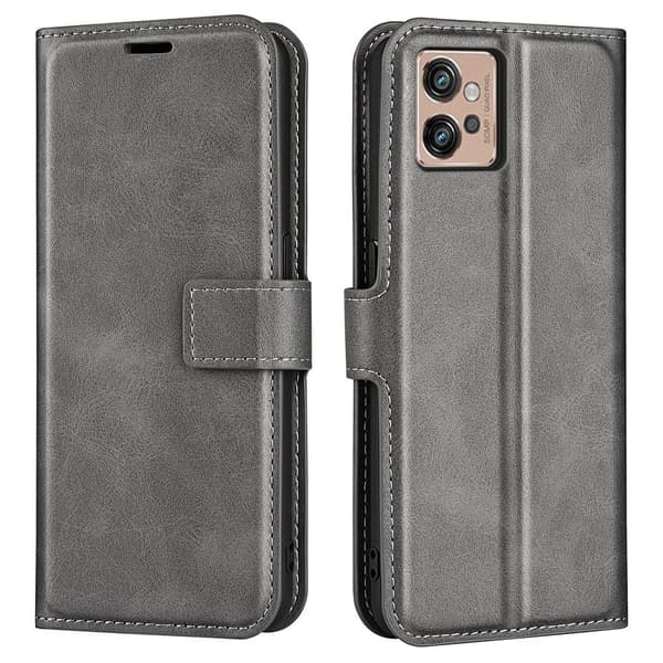 Lompakko Nahkakotelo For Motorola Moto G32 - Harmaa Silver grey
