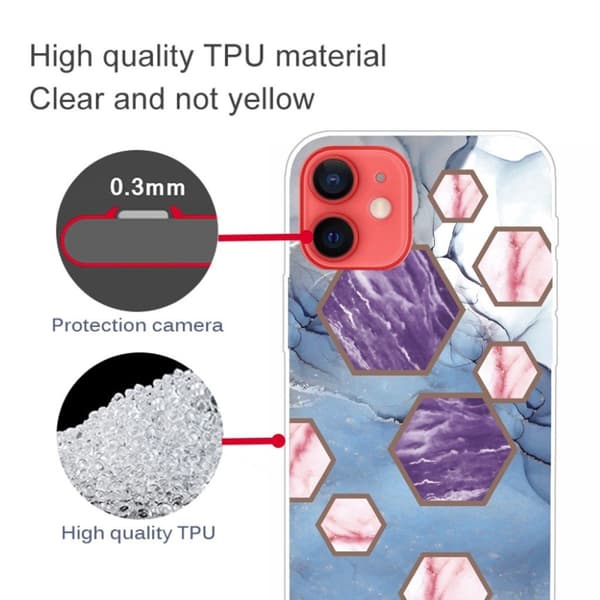 Marmormotiv iPhone 13 skal - Hexagonfragment I Blått multifärg