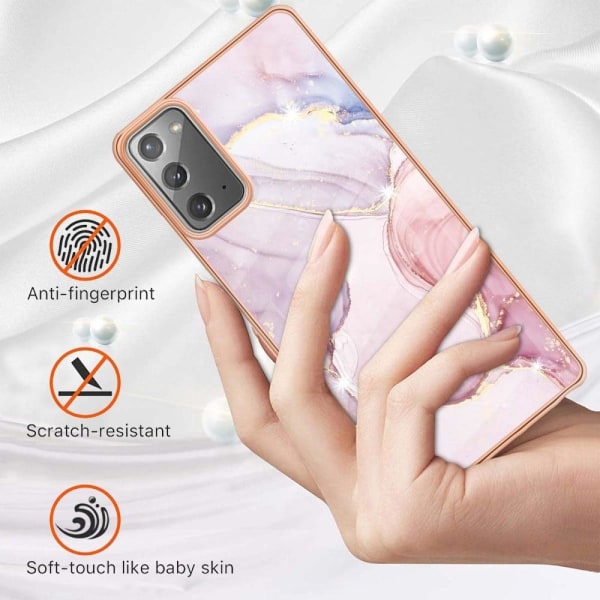 Marble Samsung Galaxy Note 20 Etui - Rose Guld Marmor Haze Pink