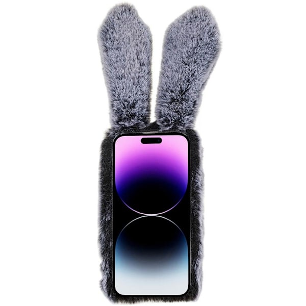 Fluffy Rabbit iPhone 14 Pro Max skal - Silver/Grå Silvergrå