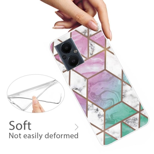 Marmormotiv OnePlus Nord N20 5G skal - Vit Diamant I Färgglad Ba multifärg