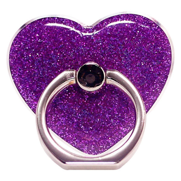 Hjerteformet glitterringholder til smarttelefon - Lilla Purple