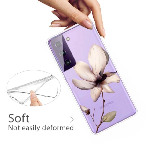 Deco Samsung Galaxy S21 Etui - Nydelig Blomst Beige