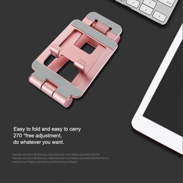 Universal mini aluminiumslegering foldbar telefon / tabletholder Pink