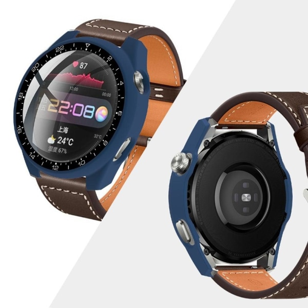 Huawei Watch 3 Pro kellotaulun tyylikansi + karkaistu lasi - Keskiyön Sininen Blue