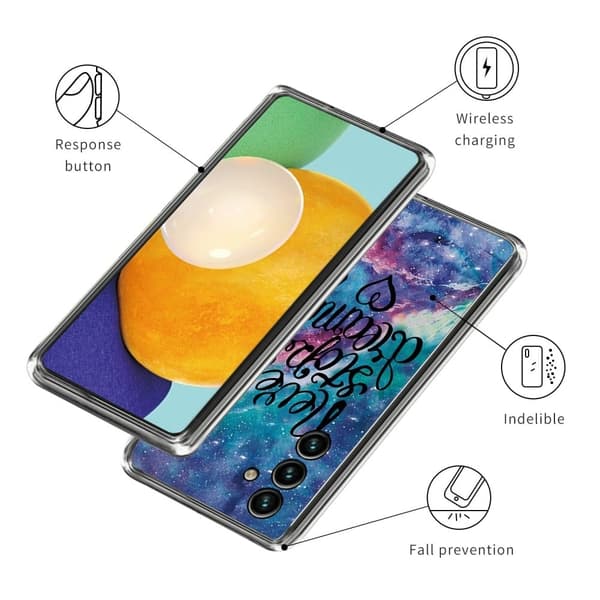Deco Samsung Galaxy M14 Etui - Never Stop Dreaming Blue