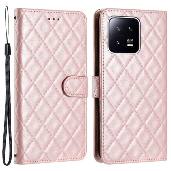 Funksjonelt rombe lommebokdeksel for Xiaomi 13 - Rosa Pink