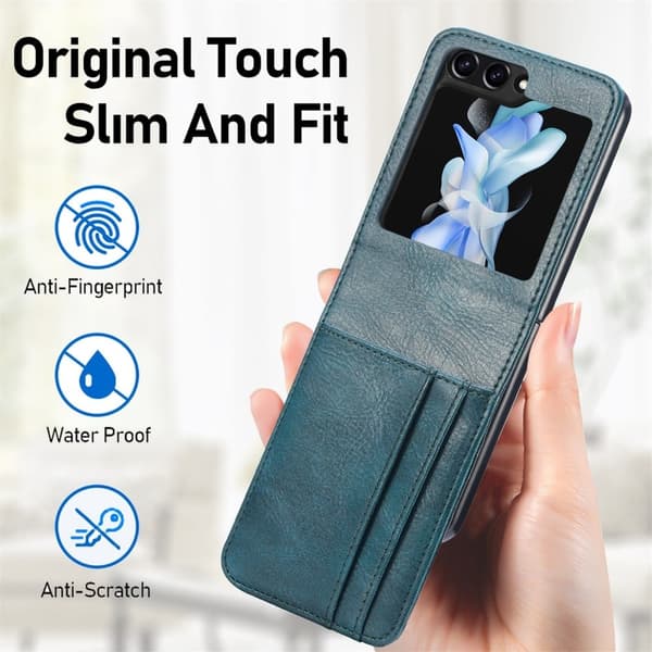 Samsung Galaxy Z Flip5 flipfodral i läder - Grön Grön