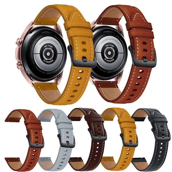 20 mm Universal klockarmband i äkta läder med svart spänne - Kaffe Brun