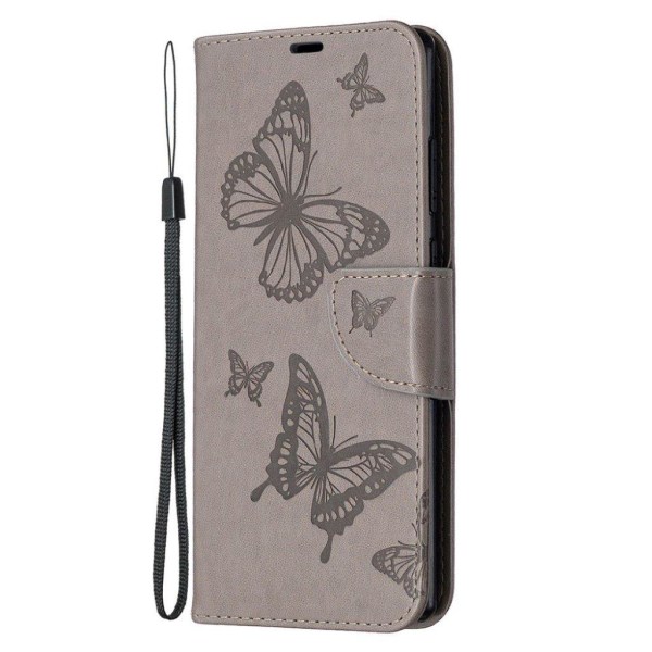 Butterfly Samsung Galaxy Note 20 Flip Etui - Grå Silver grey