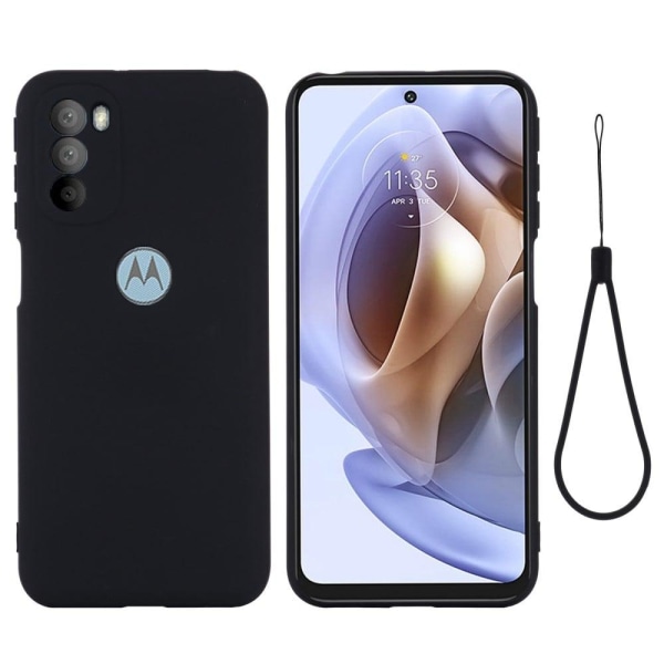 Matt Motorola Moto G51 5G skal av flytande silikon - Svart Svart