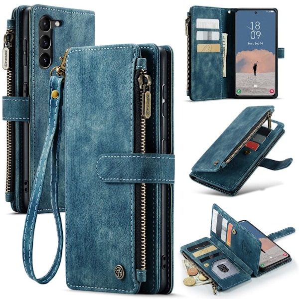 CaseMe Samsung Galaxy S23 Plus etui med lynlås og pung - Blå Blue