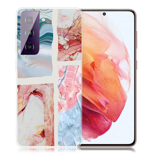 Marble Samsung Galaxy S21 Etui - Wavy Klinkekule Tile Multicolor