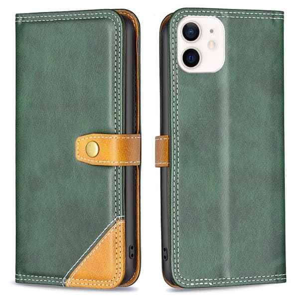 BINFEN tofarget læretui for iPhone 12 Mini - Grønn Green