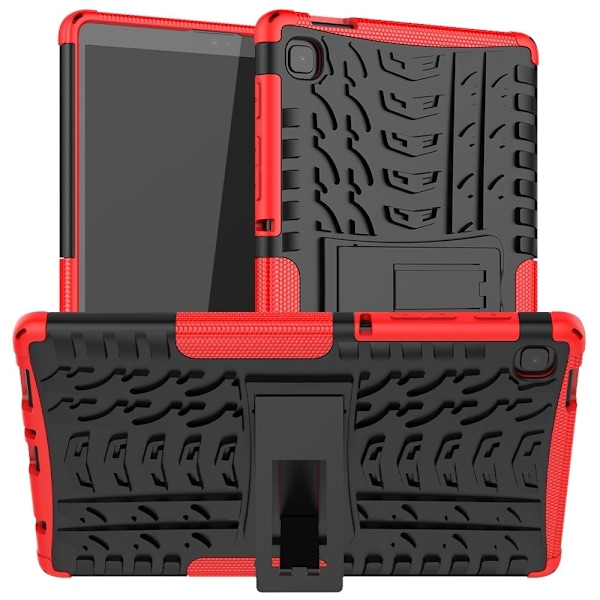 Däckmönstrat kickstand-fodral för Samsung Galaxy Tab A7 Lite - Röd Röd