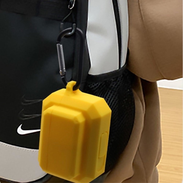 3-in-1 AirPods Pro silikonikotelo korvakärjellä + karabiini - Keltainen Yellow