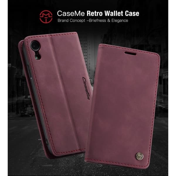 CASEME iPhone Xr læder flip cover - Vinrød Red