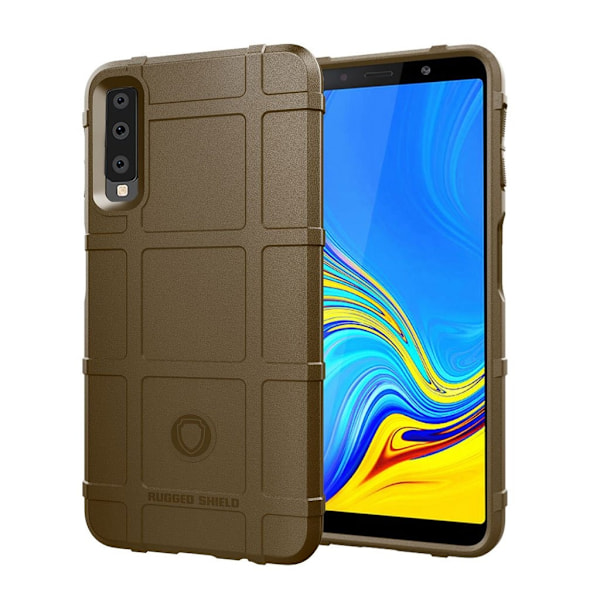 Samsung Galaxy A7 (2018) beskyttelsesetui i silikone med gittermønster - Brun Brown