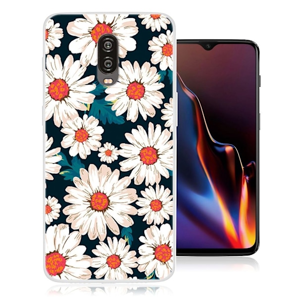 OnePlus 6T fodral med mönstertryck - Vit Tusensköna Vit