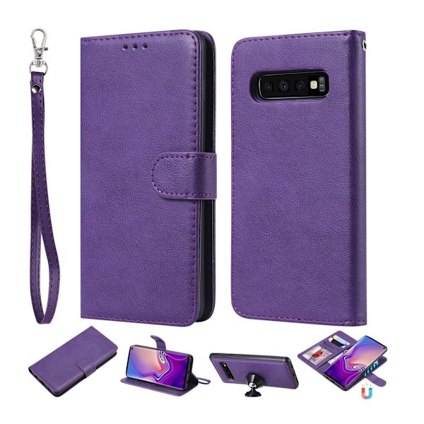 Samsung Galaxy S10  plånboksfodral i läder med löstagbar rem - lila Lila