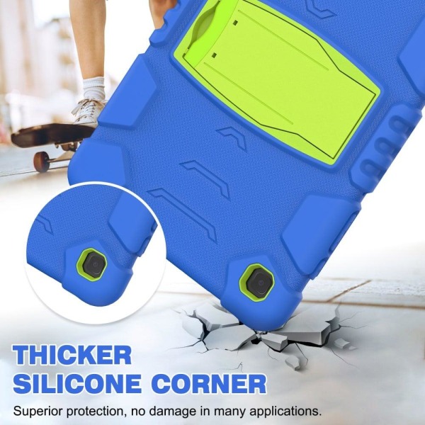 Samsung Galaxy Tab S6 Lite silikone cover med kickstand - Blå / Lime Blue