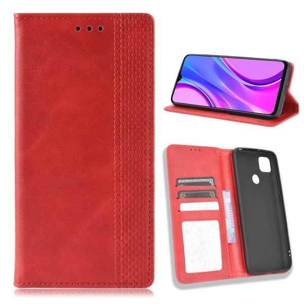 Bofink Vintage Xiaomi Redmi 9C læderetui - Rød Red
